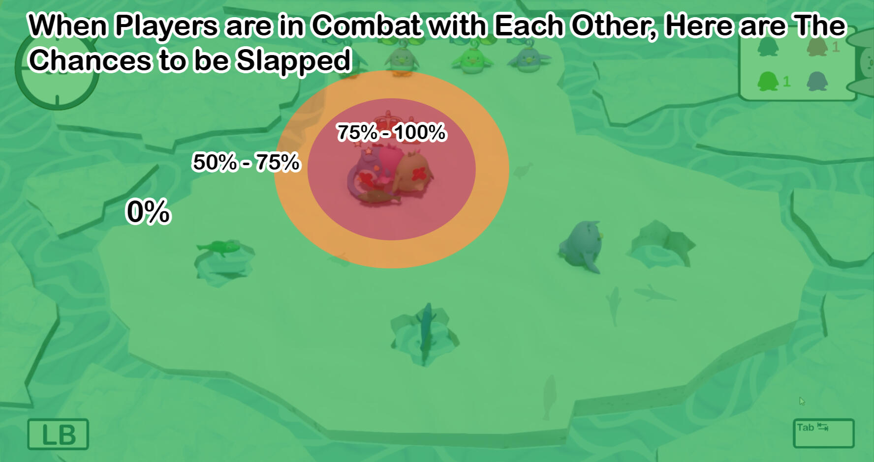 This is how the Chances of Fighting/Slapping changes when there is a fight that is happening. The players who are in combat with each other have a higher chance, compared to non-combatant player.